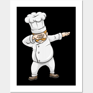 Funny cook is dancing - Dabbing Posters and Art